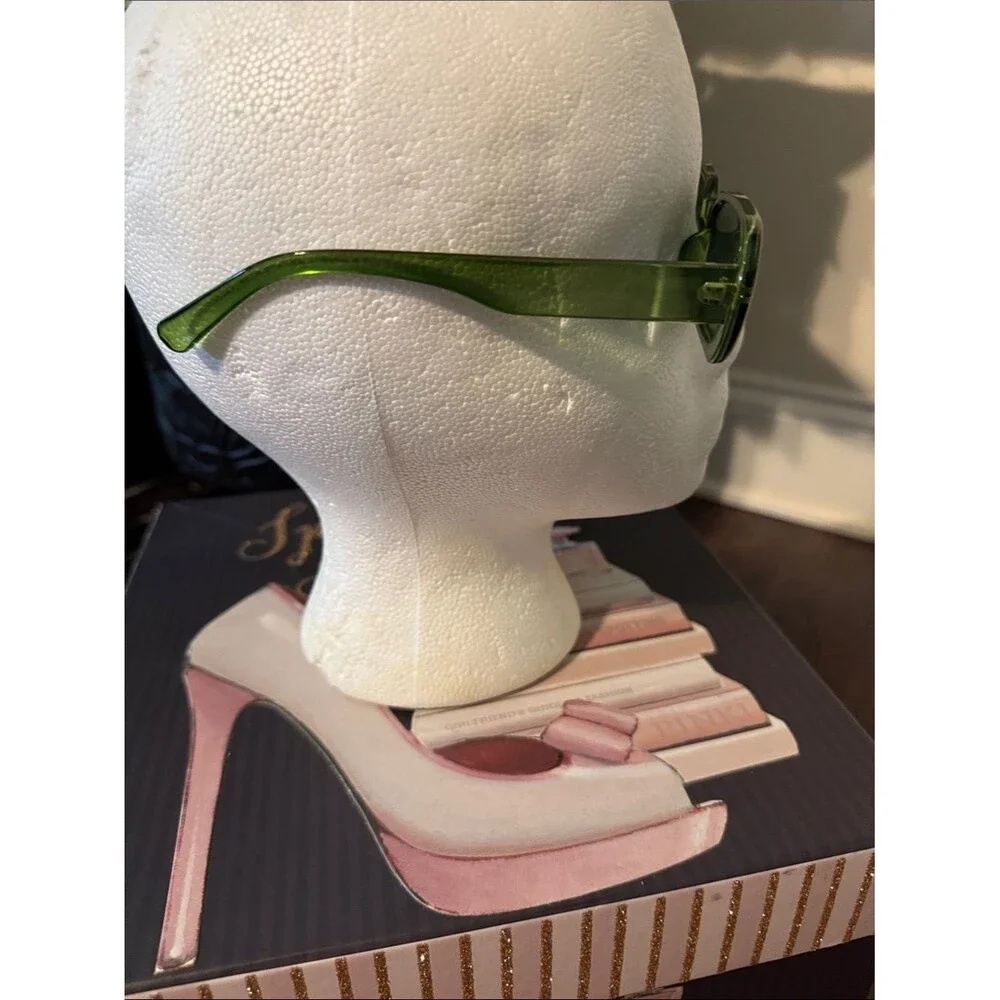 Transparent Green Rectangular Sunglasses